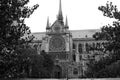 View of the rear part of the building of Notre Dame de Paris.